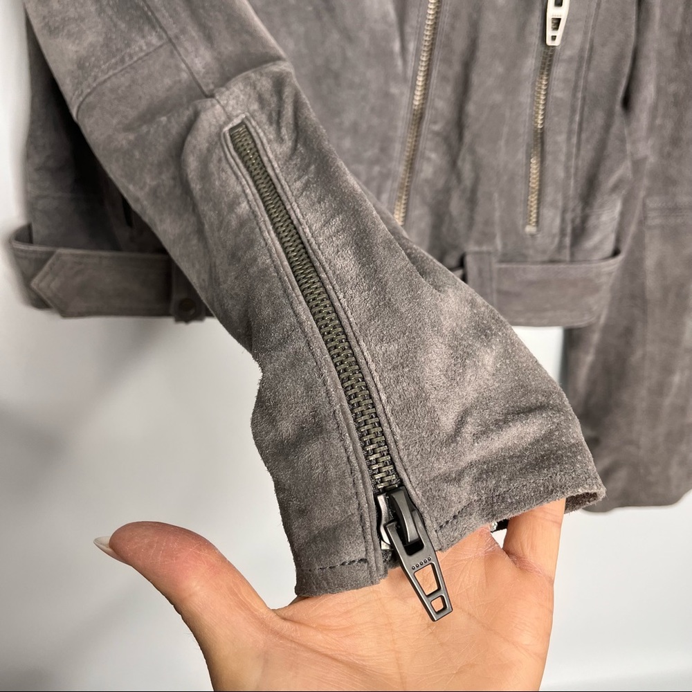 Blank NYC Grey Suede Moto Jacket Size Large - Picture 7 of 11